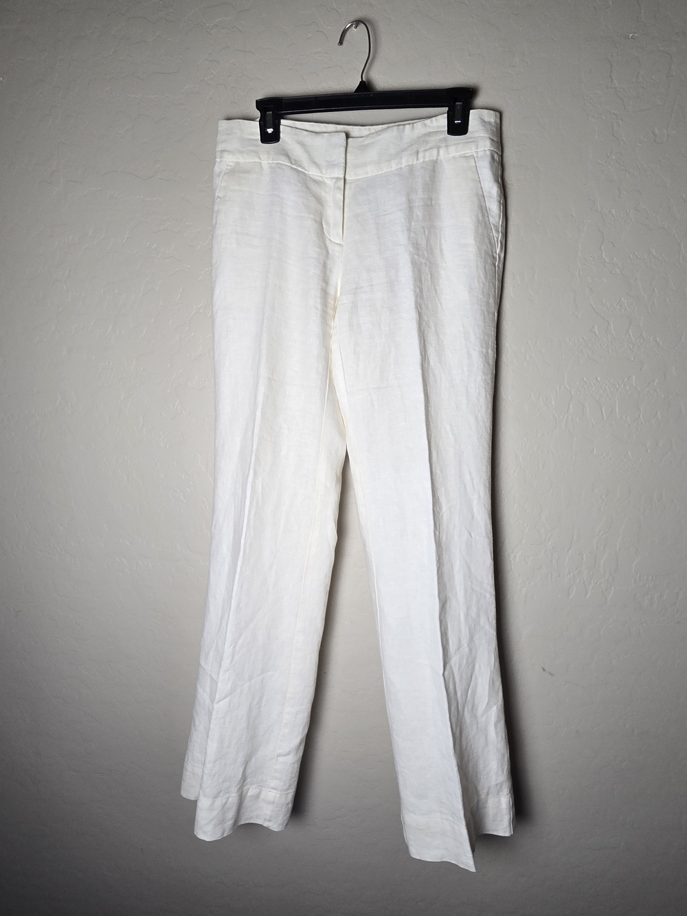 LOFT Ivory 100% Linen Fully Lined Straight Leg Pant 2 NWOT Career Classy Pockets
